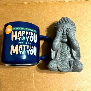 New It Shouldn’t Happen…To You Coffee Mug & See No Evil Buddha Decor Accents